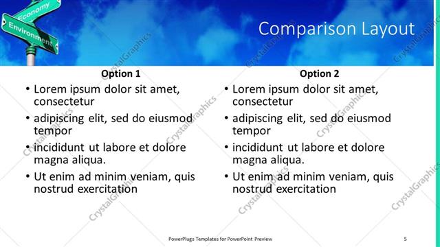 Comparison presentation slide layout