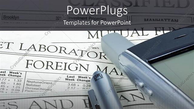  Presentation with investing - Investing theme with newspaper, cell phone and pen, stock market