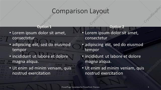Comparison presentation slide layout