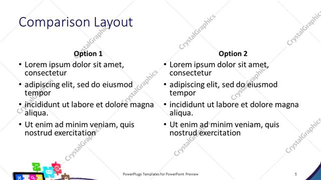 Comparison presentation slide layout