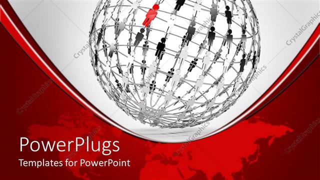  Presentation with red globe - Iron wired sphere with distinct red colored person with black colored people