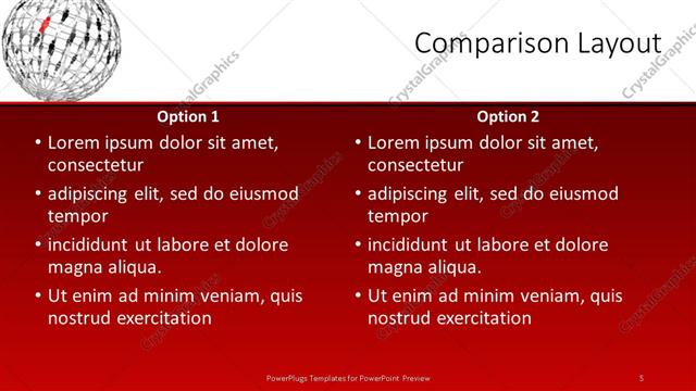 Comparison presentation slide layout