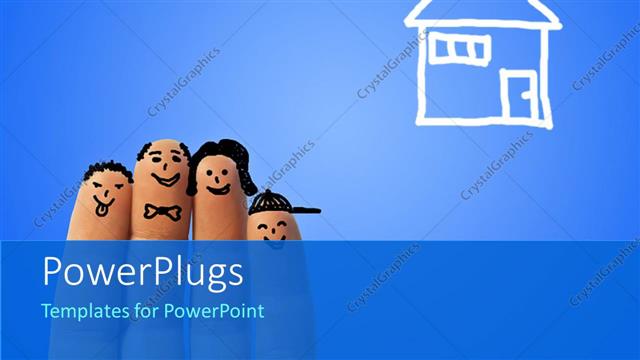  Presentation with fingers - Ironic portrait of a family of fingers with house