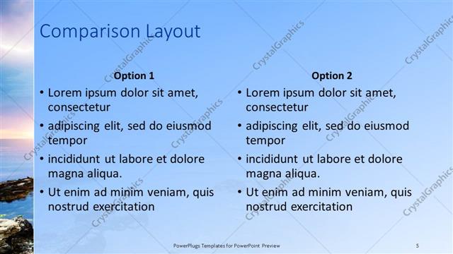 Comparison presentation slide layout