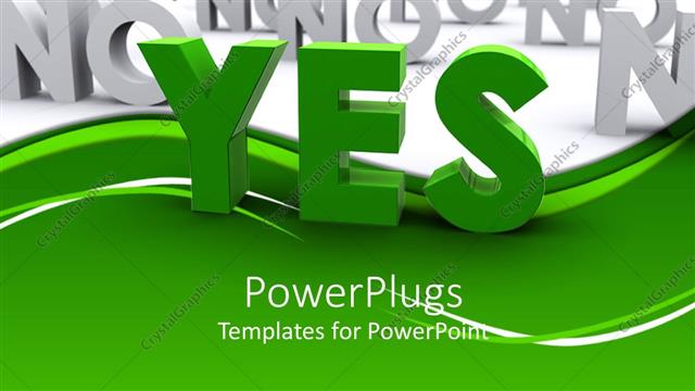  Presentation with yes - Isolated breen colored YES word among several white colored NO words