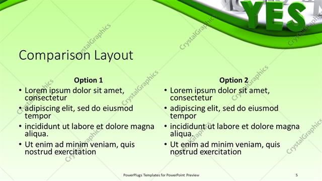 Comparison presentation slide layout