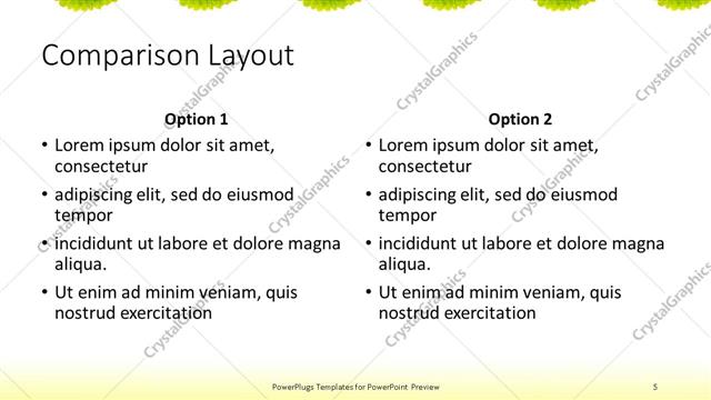 Comparison presentation slide layout