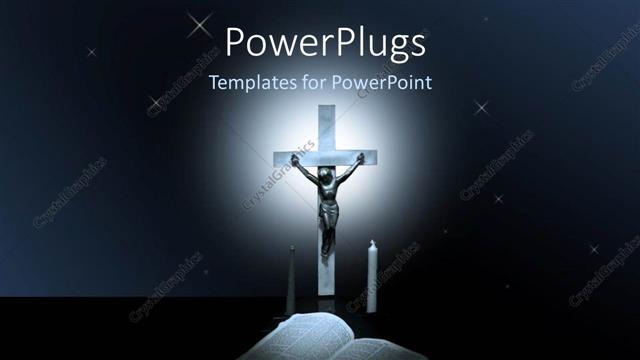  Presentation with religion - Jesus being crucified with a globe and candles around