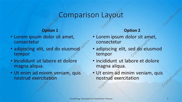 Comparison presentation slide layout