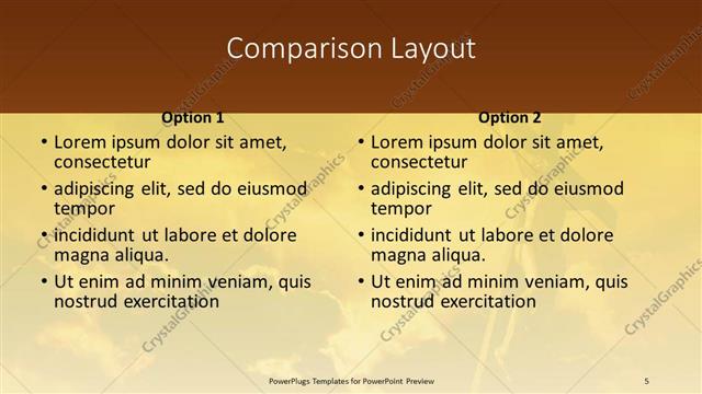 Comparison presentation slide layout