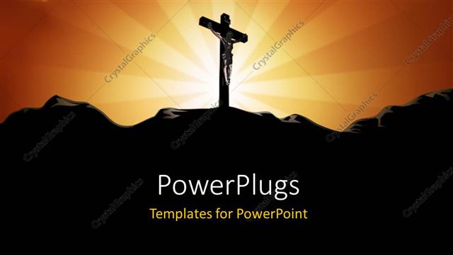  Presentation with crucifixion - Jesus on the holy cross with sun in the background and place for text