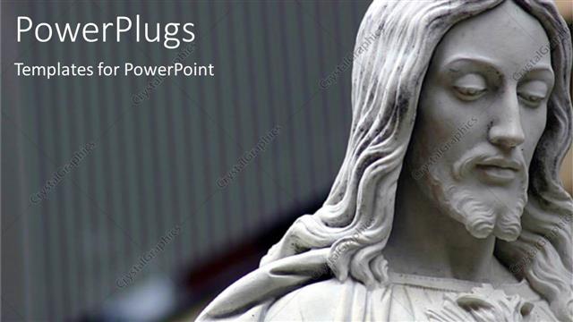  Presentation with religion - Jesus statue with shining red heart