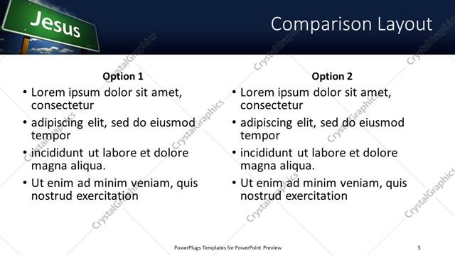 Comparison presentation slide layout