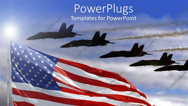  Presentation with american flag - Jet fighters flying over American flag