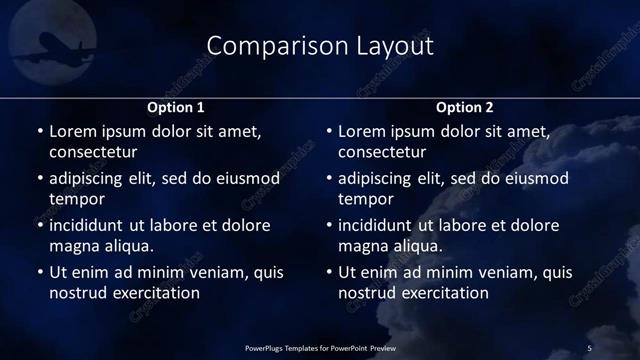 Comparison presentation slide layout
