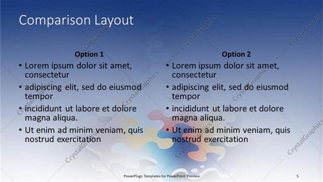 Comparison presentation slide layout