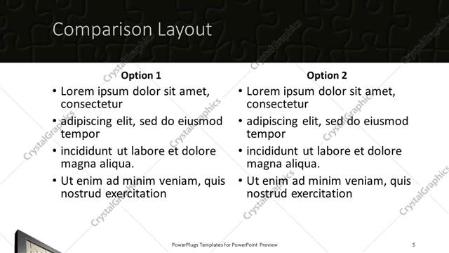 Comparison presentation slide layout