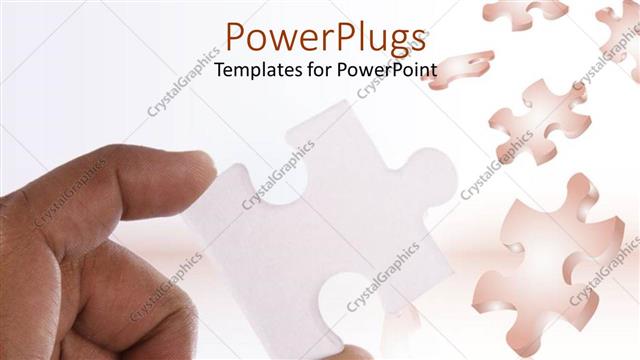  Presentation with hand holding puzzle piece - Jigsaw puzzle with hand holding jigsaw piece