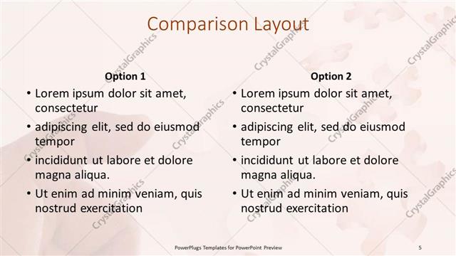 Comparison presentation slide layout