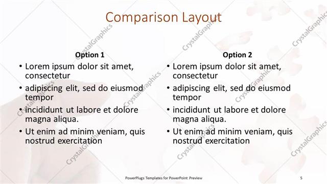 Comparison presentation slide layout