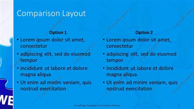 Comparison presentation slide layout