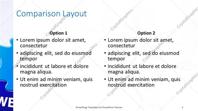 Comparison presentation slide layout