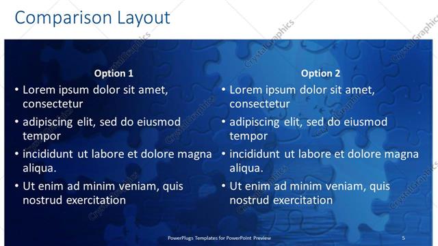 Comparison presentation slide layout