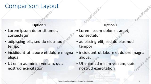 Comparison presentation slide layout