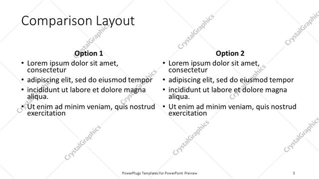 Comparison presentation slide layout
