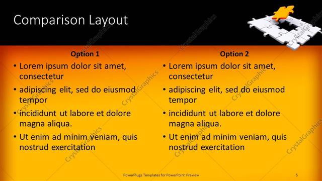 Comparison presentation slide layout