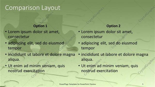 Comparison presentation slide layout