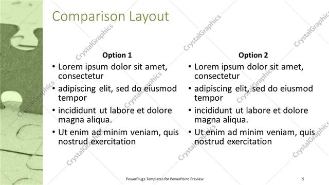 Comparison presentation slide layout