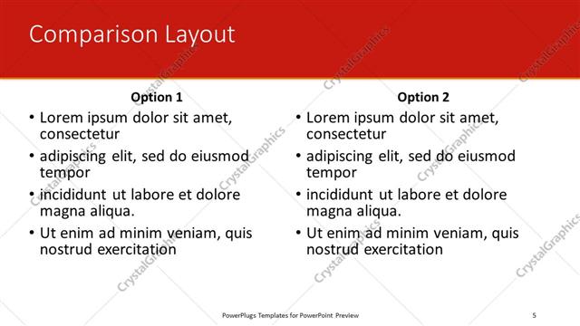 Comparison presentation slide layout