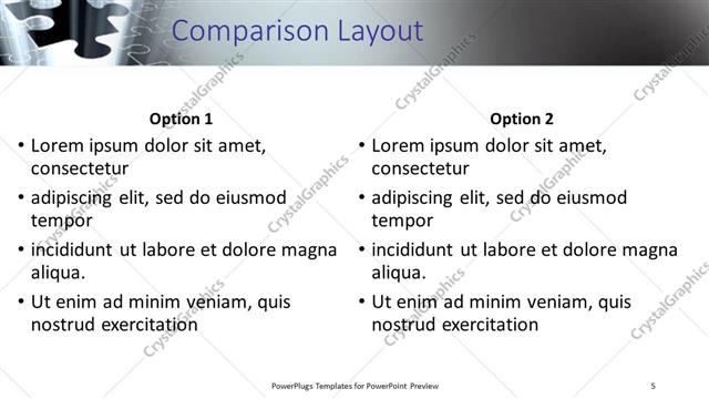 Comparison presentation slide layout