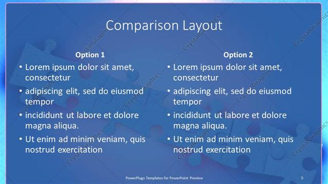 Comparison presentation slide layout