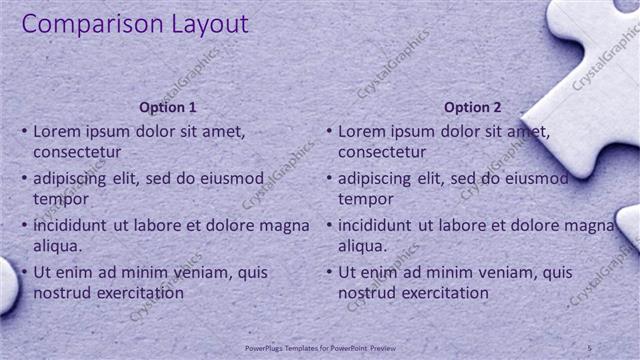 Comparison presentation slide layout