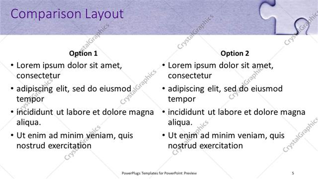 Comparison presentation slide layout