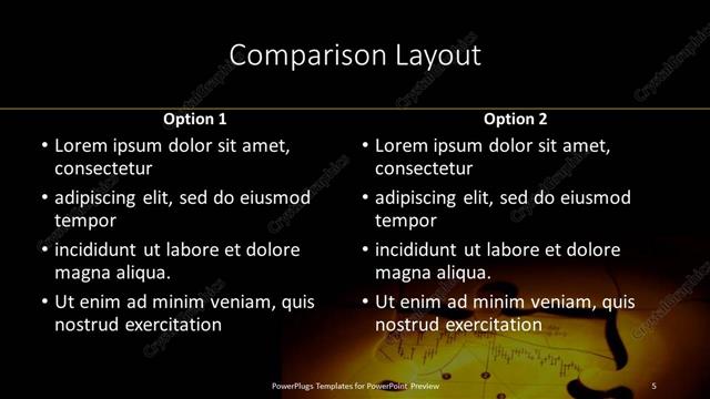 Comparison presentation slide layout