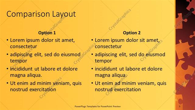 Comparison presentation slide layout