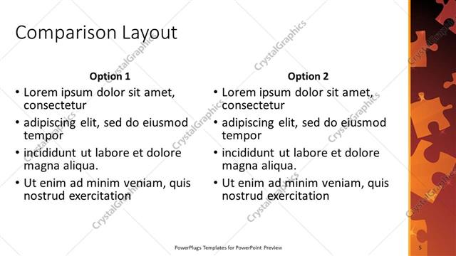 Comparison presentation slide layout