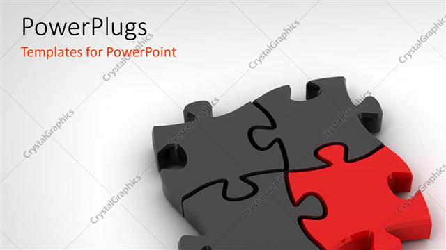  Presentation with red puzzle - Jigsaw puzzle on white background with distinct red piece