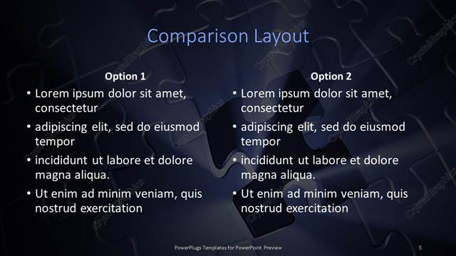 Comparison presentation slide layout