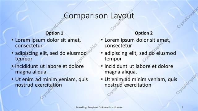 Comparison presentation slide layout
