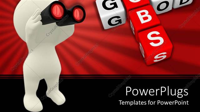  Presentation with job - Job search metaphor with white human holding binoculars, good jobs blocks