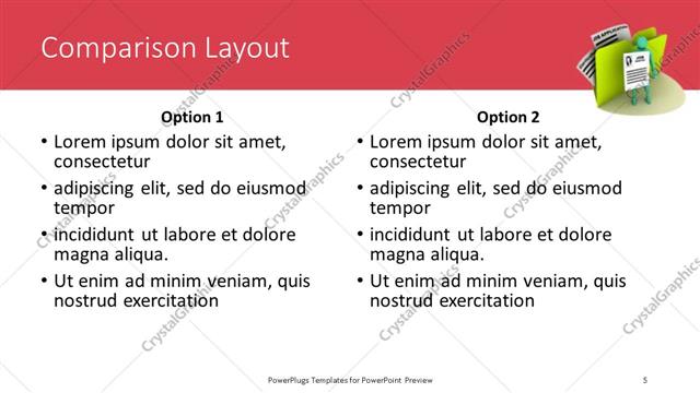Comparison presentation slide layout