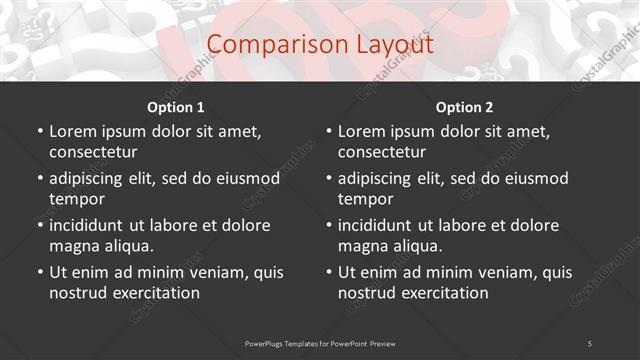 Comparison presentation slide layout