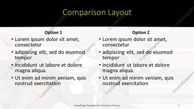 Comparison presentation slide layout