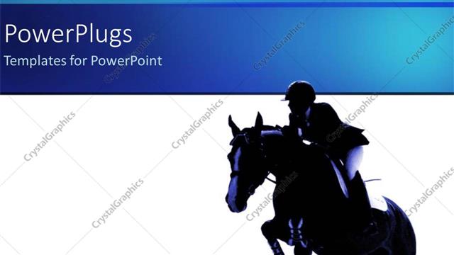  Presentation with horse riding - Jockey riding jumping horse, white background