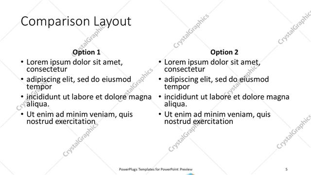 Comparison presentation slide layout
