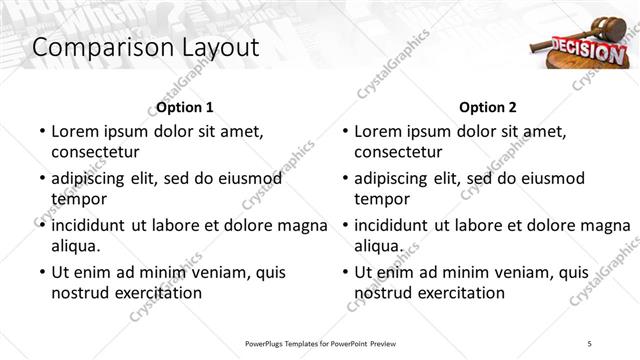 Comparison presentation slide layout